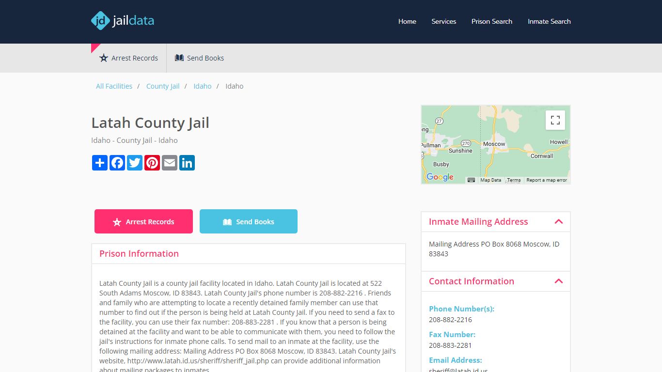 Latah County Jail Inmate Search and Prisoner Info - Moscow, ID