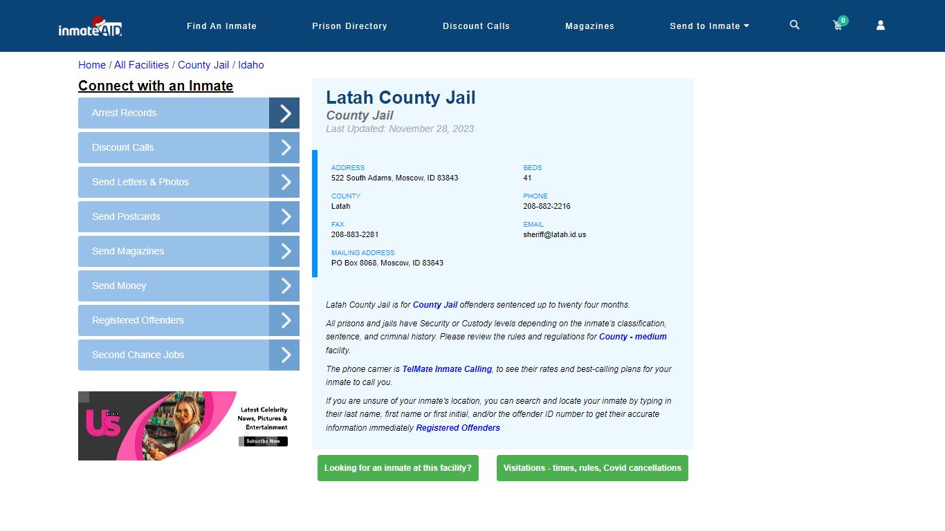 Latah County Jail - Inmate Locator - Moscow, ID